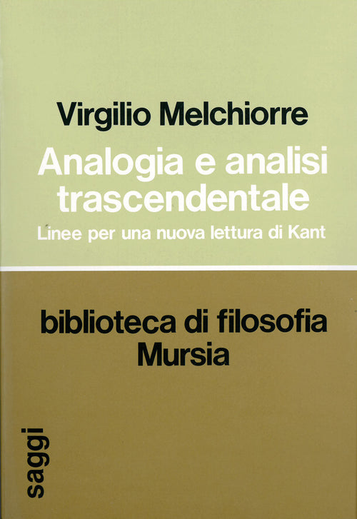 Melchiorre V.: Analogia e analisi trascendentale